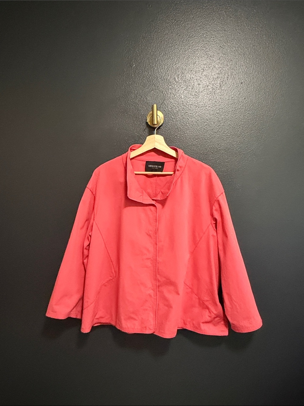Lafayette 148 New York Boxy Funnel Neck Jacket – Coral / Salmon Pink size XL